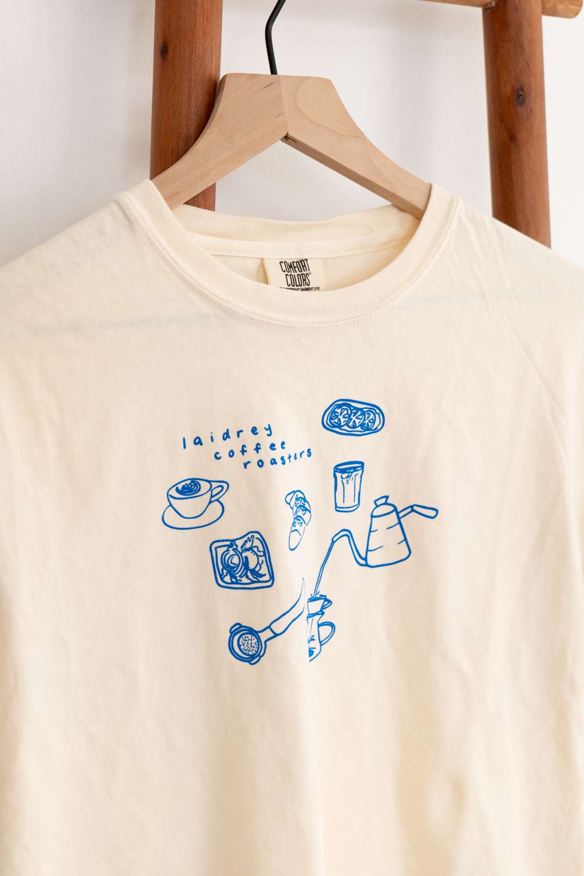 Cropped Tee - Cream Laidrey Sketched Coffee Tee