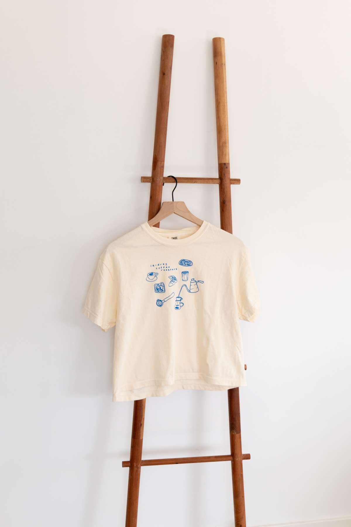 Cropped Tee - Cream Laidrey Sketched Coffee Tee