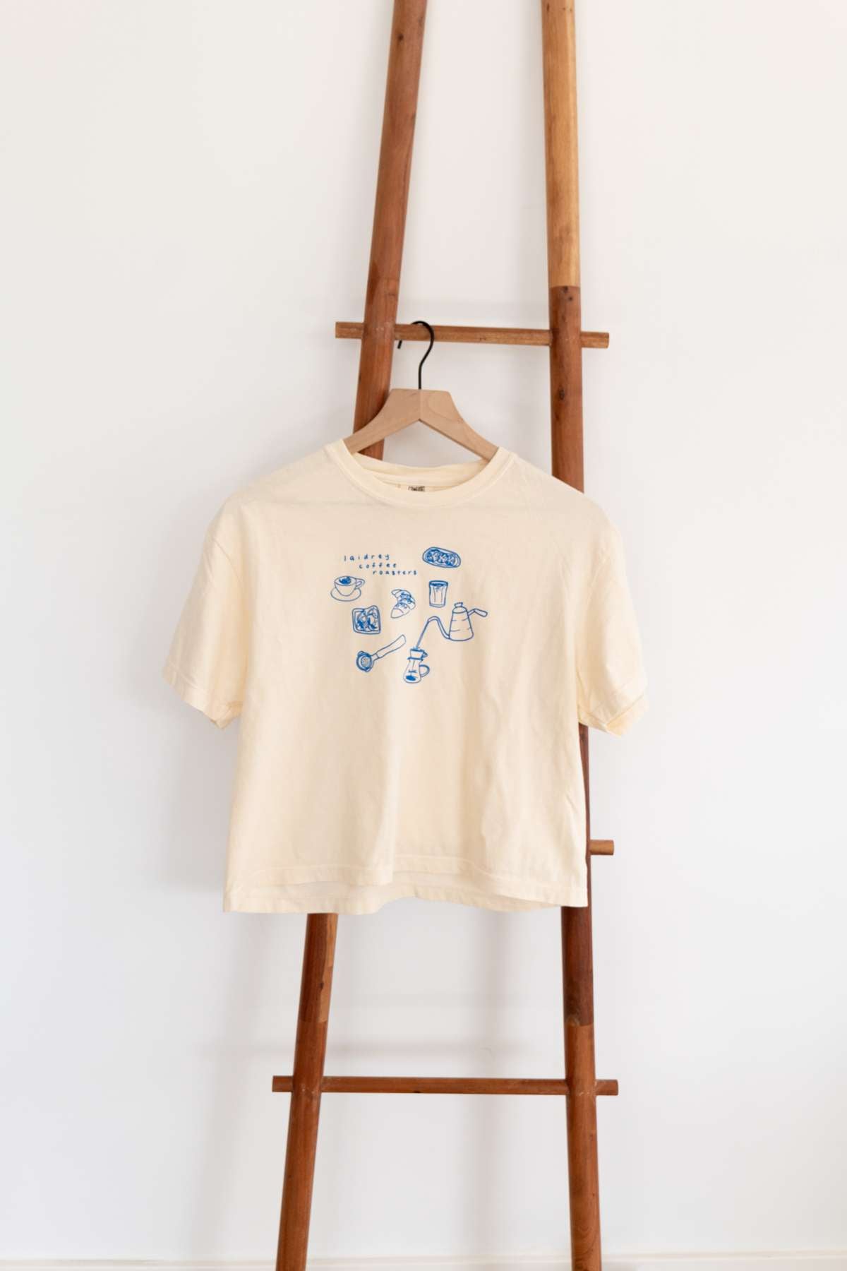 Cropped Tee - Cream Laidrey Sketched Coffee Tee