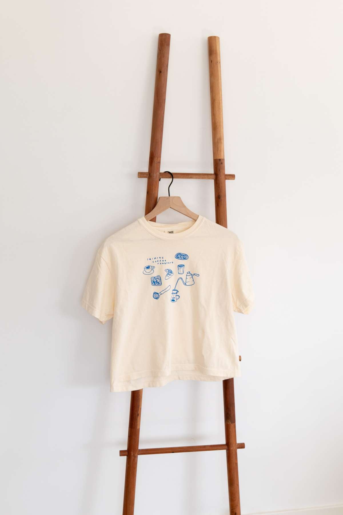 Cropped Tee - Cream Laidrey Sketched Coffee Tee