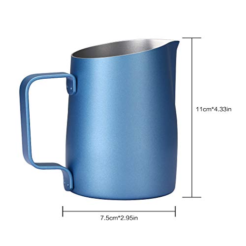 Best Milk Frother Dianoo Espresso Milk Frother Pitcher Stainless Steel Coffee Latte Art Cup, Blue