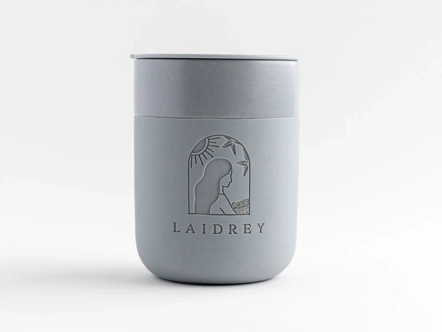 Laidrey Custom Traveler Mug Blue GrayCeramic Coffee Mug, Blue Mug For Coffee and Tea Portable