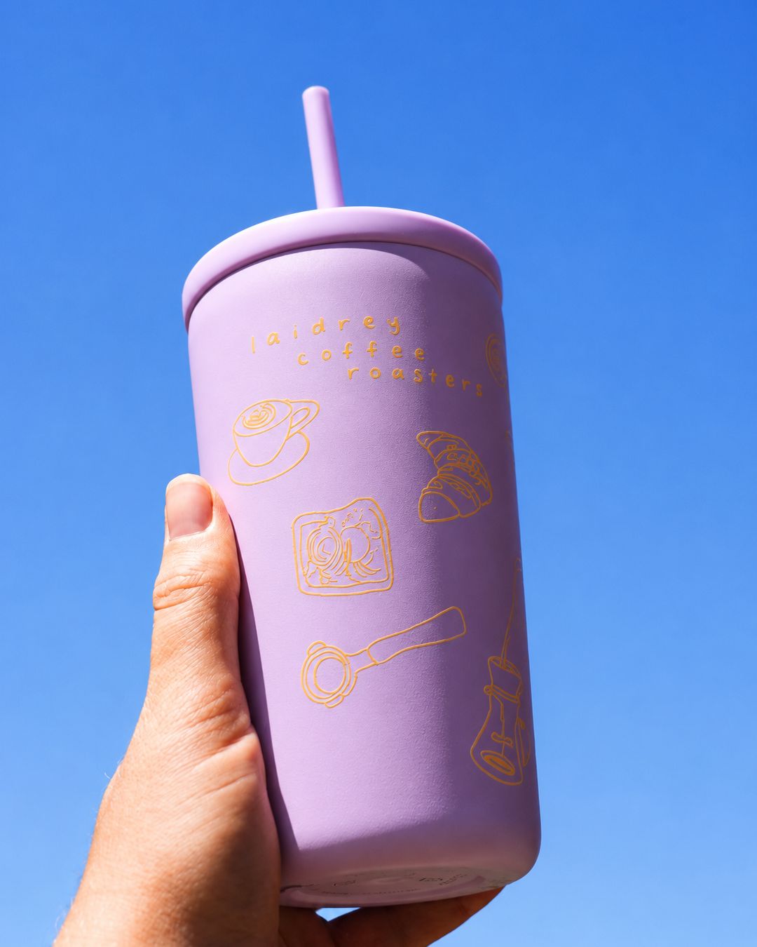 Stainless steel 16 oz tumbler in lavender finish