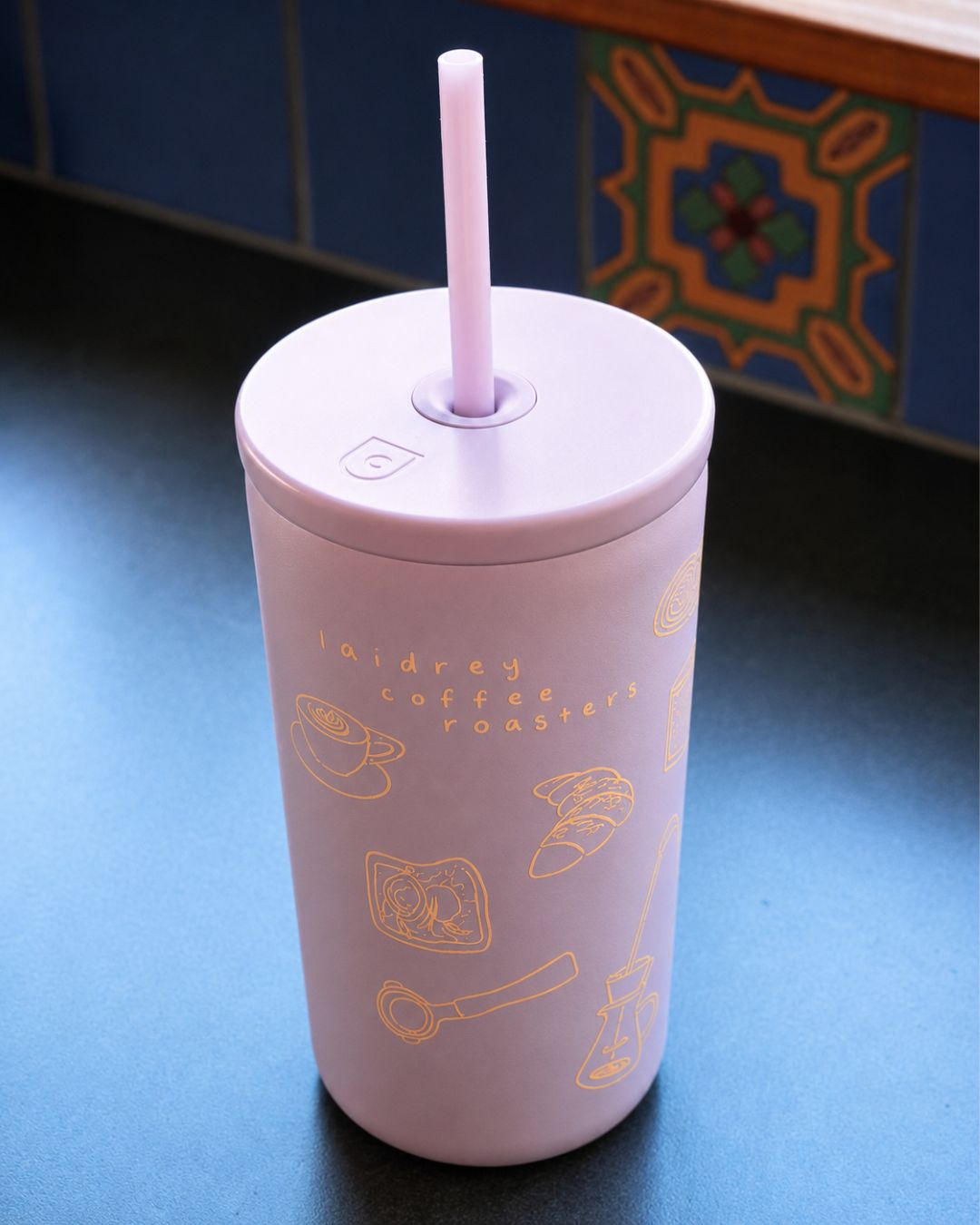 Lavender 16 oz insulated stainless steel tumbler with custom artwork