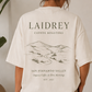 Back view of Laidrey Coffee Roasters heavyweight crew neck t-shirt in crème