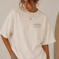 Laidrey Coffee Roasters heavyweight crew neck t-shirt in crème featuring front logo branding