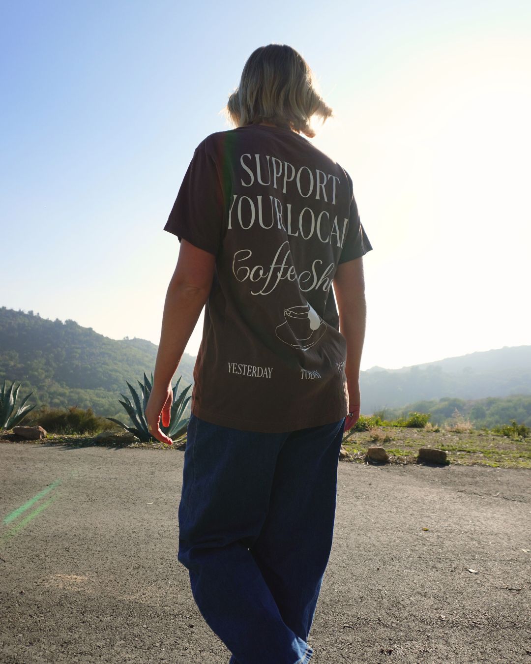 Support Your Local Coffee Shop Tee Shirt - 100% Cotton Tee Shirt 