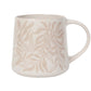 20 oz rustic stoneware coffee mug with botanical pattern in driftwood neutral tones