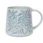 20 oz botanical stoneware mug with in-house pattern in ocean-inspired blue tones