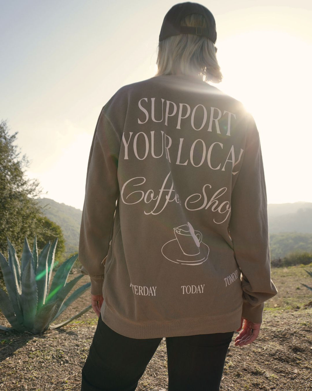 Brown Support Your Local Coffee Shop Sweater 