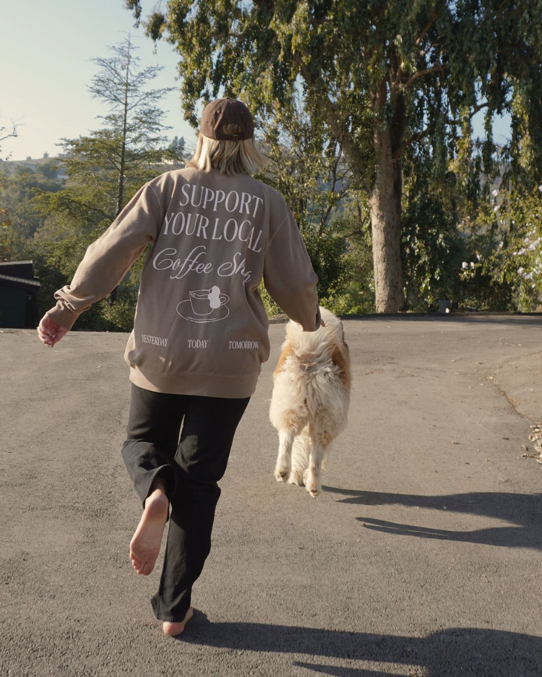 Brown Support Your Local Coffee Shop Sweater 