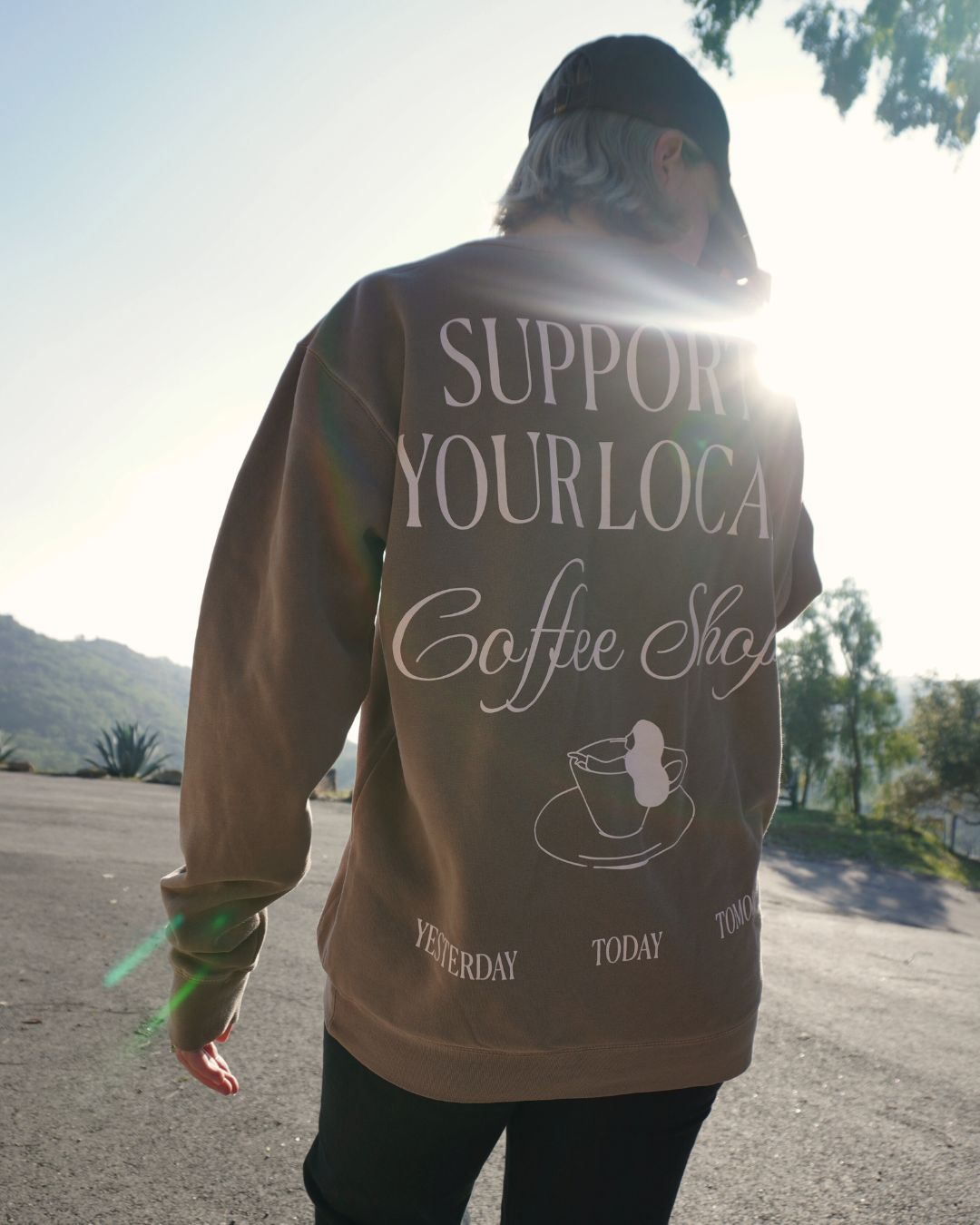 Brown Support Your Local Coffee Shop Sweater 