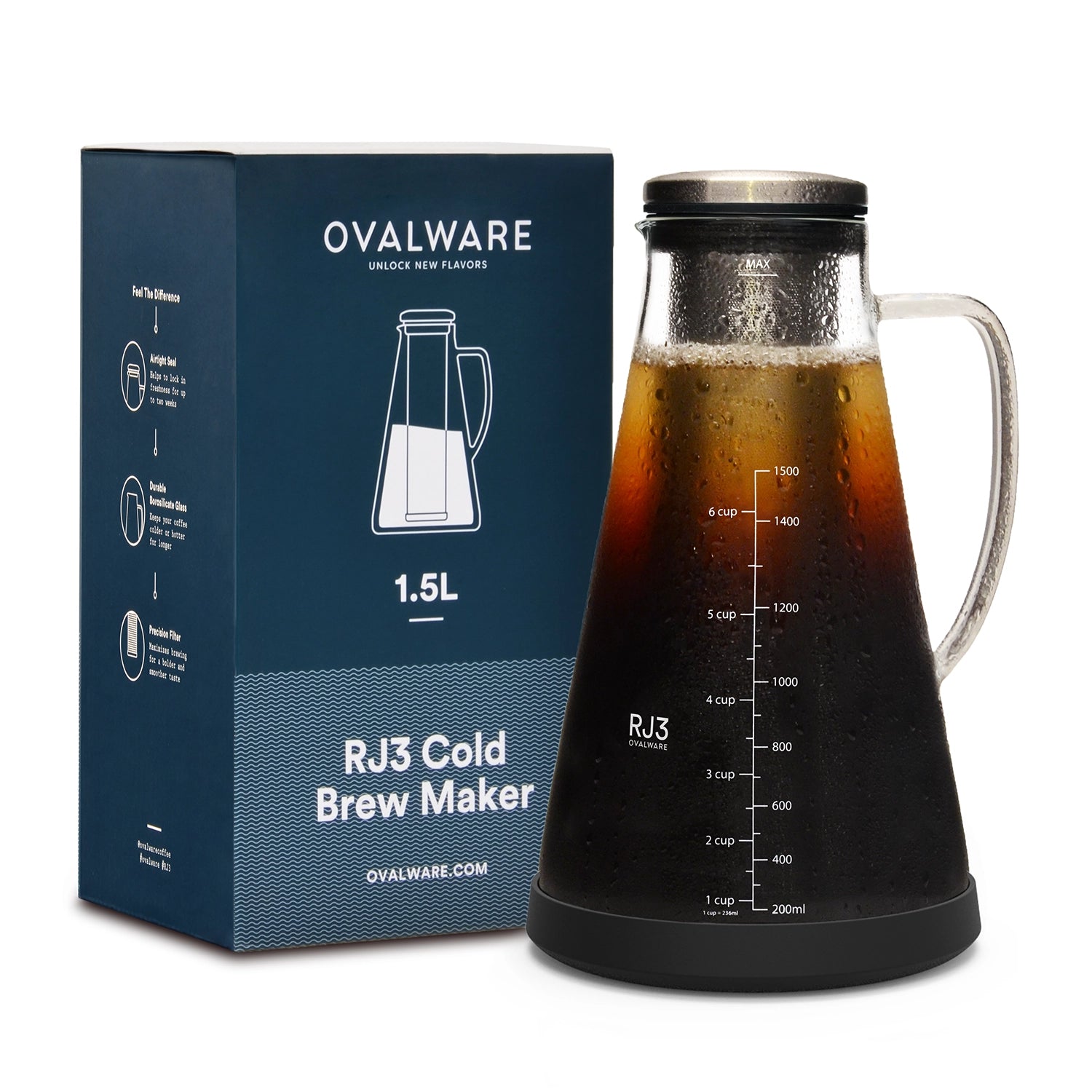Cold Brew Iced Coffee Maker Pitcher and Tea Infuser with Spout | 1.5L 