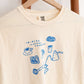 Cropped Tee - Cream Laidrey Sketched Coffee Tee 