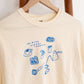 Cropped Tee - Cream Laidrey Sketched Coffee Tee  close up 2 