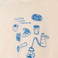 Cropped Tee - Cream Laidrey Sketched Coffee Tee  close up