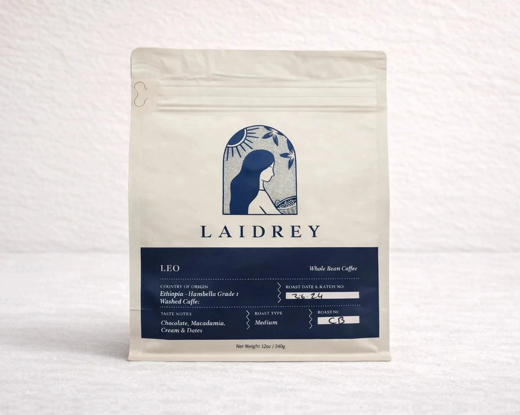Leo Ethiopian coffee by Laidrey, 12 oz bag of Hambella Grade 1 Washed Guji whole bean coffee