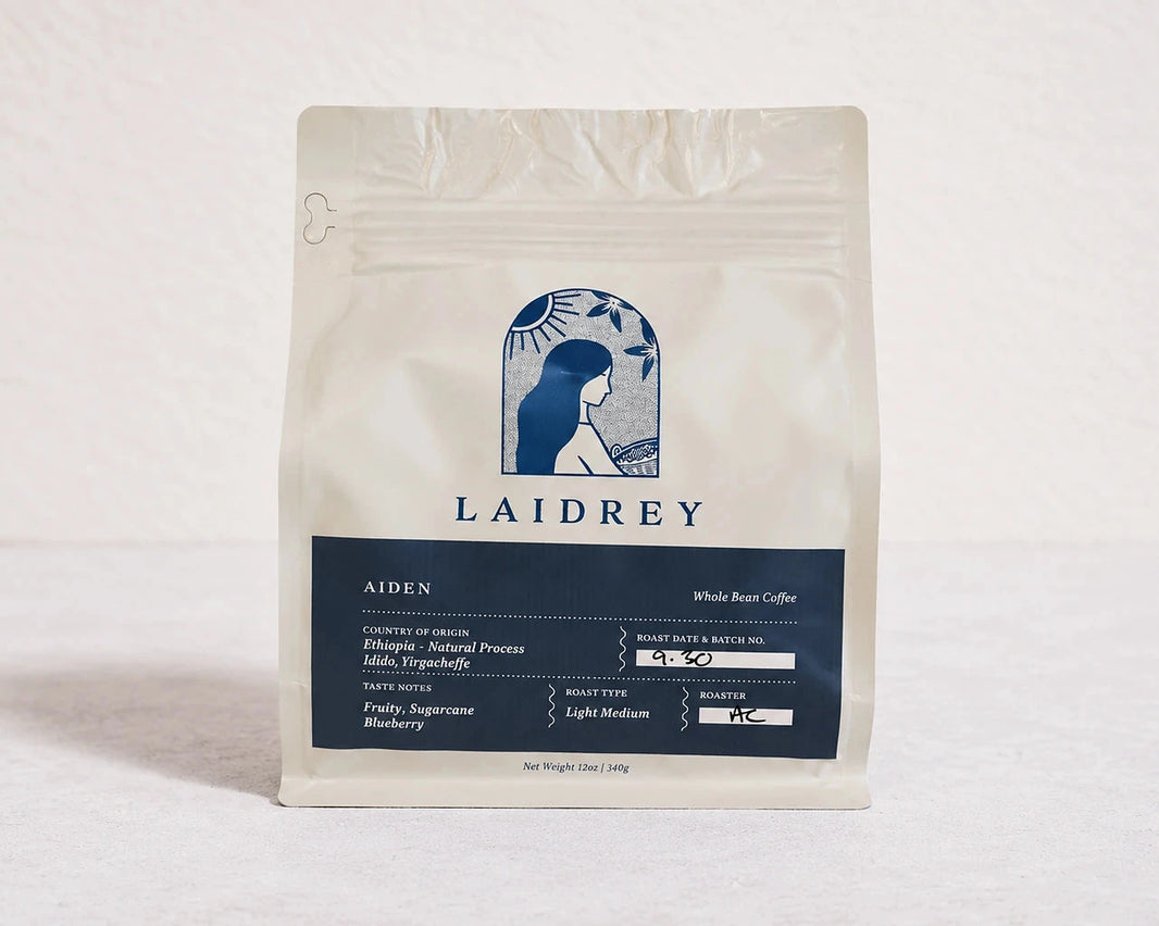 Aiden Ethiopian Yirgacheffe pour over coffee by Laidrey, 12 oz bag of Idido natural process whole bean coffee