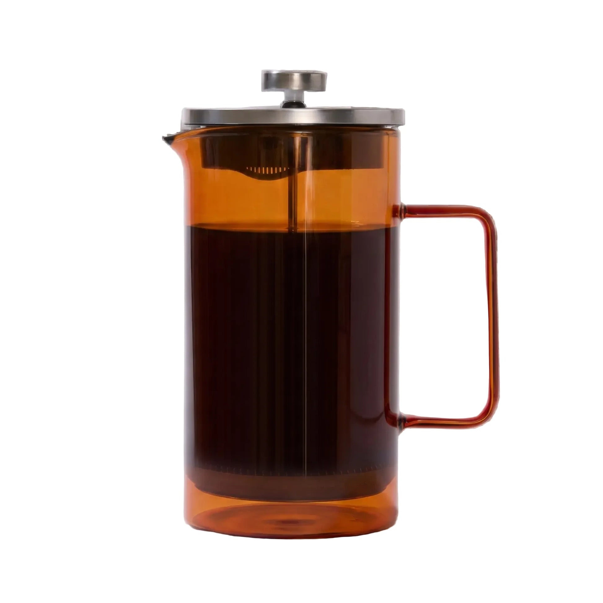Glass French press coffee maker with durable glass carafe and stainless steel plunger