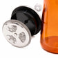 Top view of a glass French press coffee maker with stainless steel plunger lid