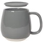 16 oz stoneware coffee mug with lid in shadow tint grey