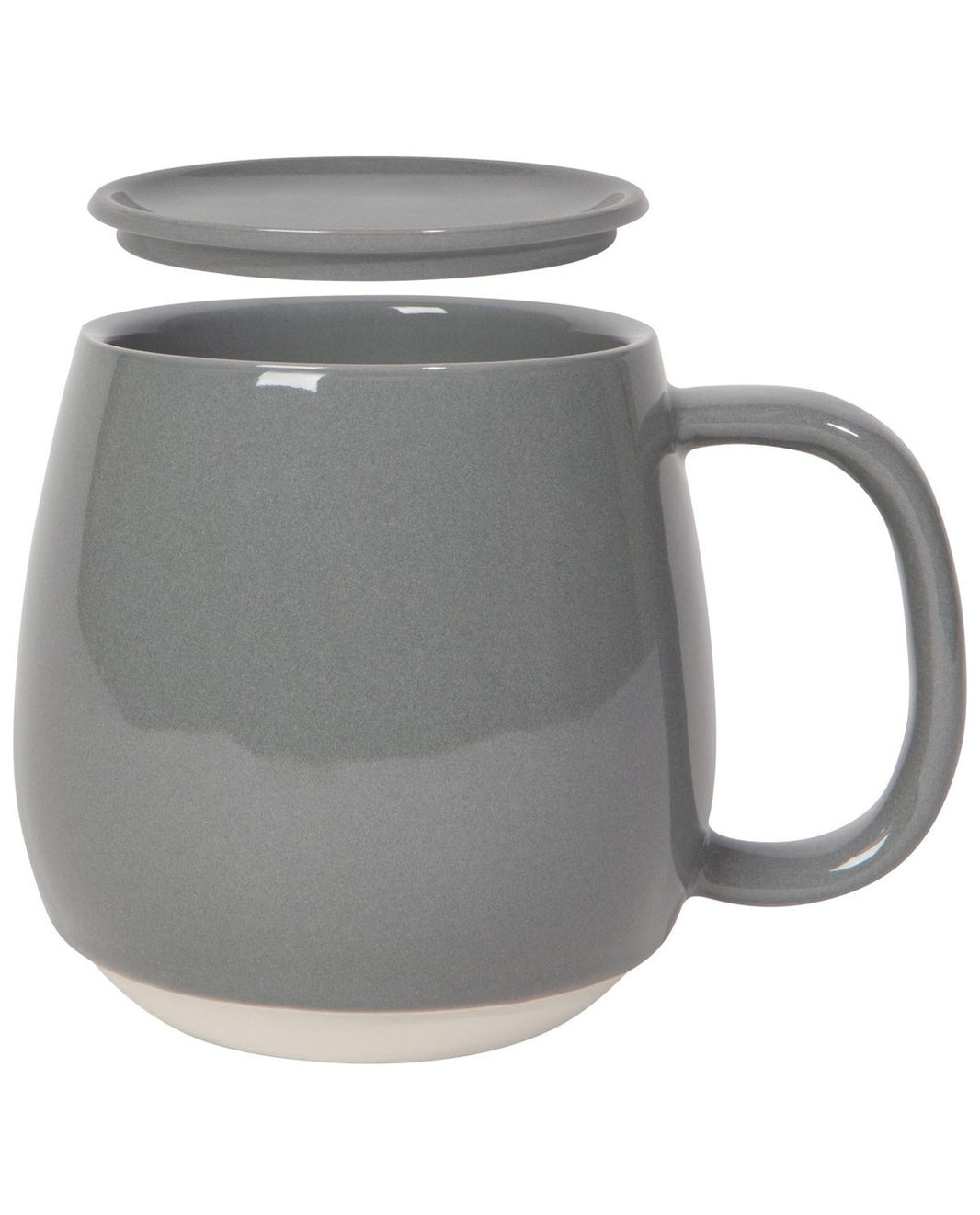 16 oz stoneware coffee mug with lid in shadow tint grey
