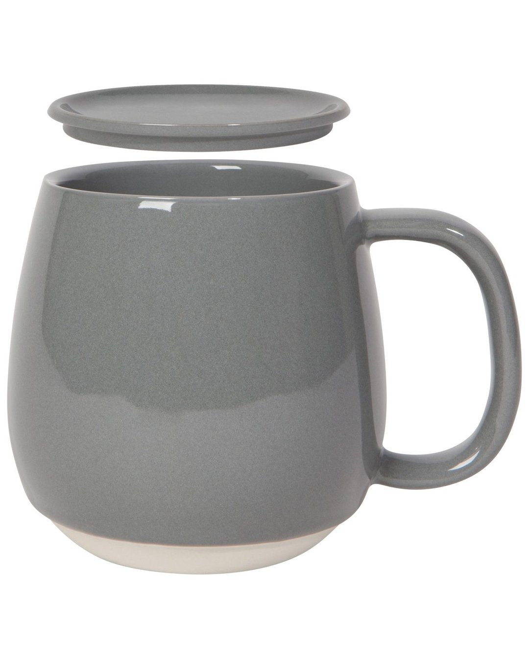 16 oz stoneware coffee mug with lid in shadow tint grey