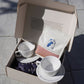 Mother’s Day gift box with Laidrey coffee and white cup and saucer sets in premium packaging