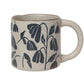 14 oz reactive glaze stoneware coffee mug with bluebell floral pattern