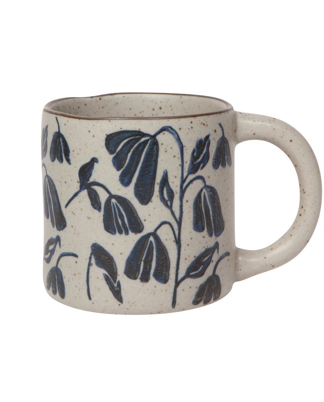 14 oz reactive glaze stoneware coffee mug with bluebell floral pattern
