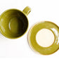 Tea Cup and Saucer Set / Cappuccino Set / Coffee Cup Set in Speckled Olive