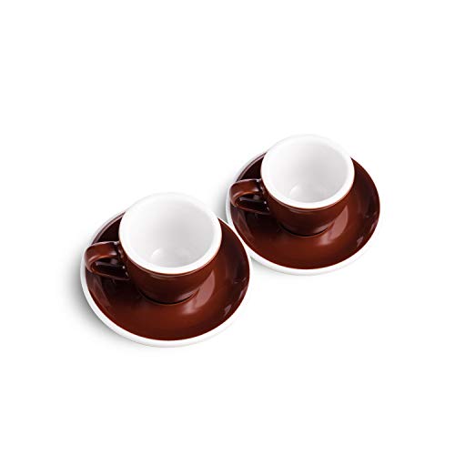 LOVERAMICS Brown Espresso Cups and Saucers Egg Style, 80ml (2.7 oz