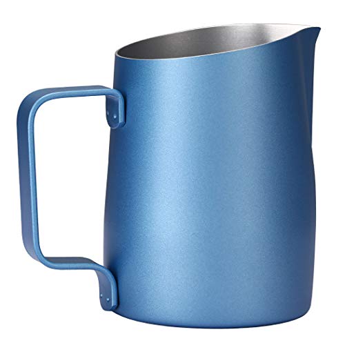 Best Milk Frother Dianoo Espresso Milk Frother Pitcher Stainless Steel Coffee Latte Art Cup, Blue 