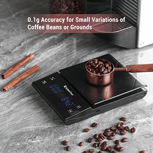 Coffee Scale, Espresso Scale,Weigh Digital Coffee Scale with Timer,0.1g  High Precision Pour Over Hand Drip Scale Weighing - Black