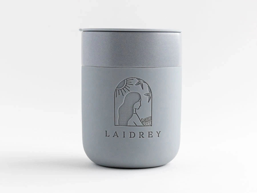 Laidrey Custom Traveler Mug Blue Gray Close Up